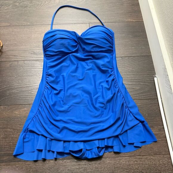 Kenneth Cole Reaction Women’s 8 Blue Swim Dress - Picture 2 of 4